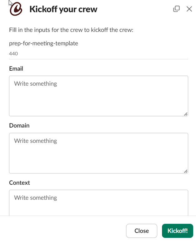 Kickoff crew